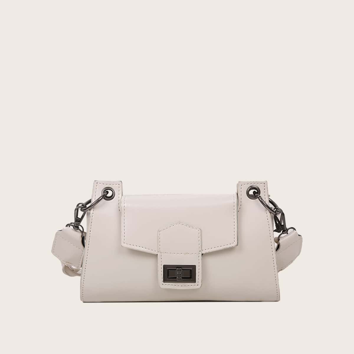 

Braided Strap Buckle Tote Bag, Beige pastel