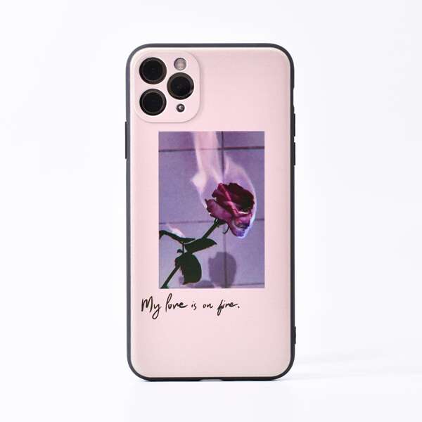 

1pc Rose Pattern iPhone Case, Multicolor