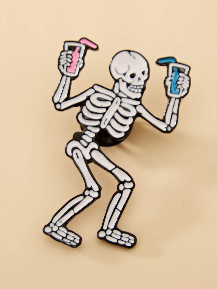 Halloween Skull Design Brooch - Multicolor - View 3