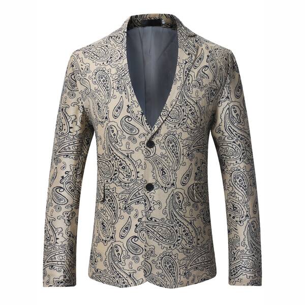 

Men Paisley Print Single Breasted Blazer, Multicolor