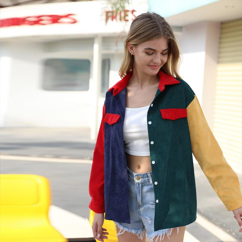 

Corduroy Colorblock Overshirt, Multicolor