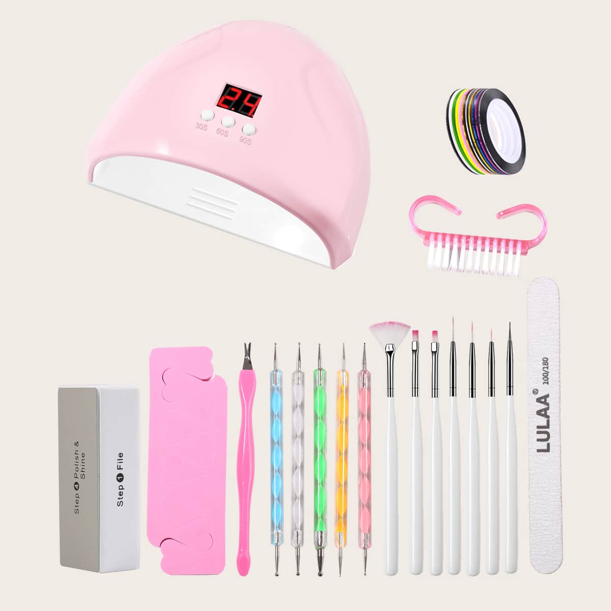 

9pcs Nail Art Tool Set, Multicolor