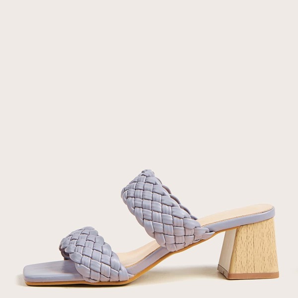 

Braided Double Band Chunky Heeled Mules, Purple