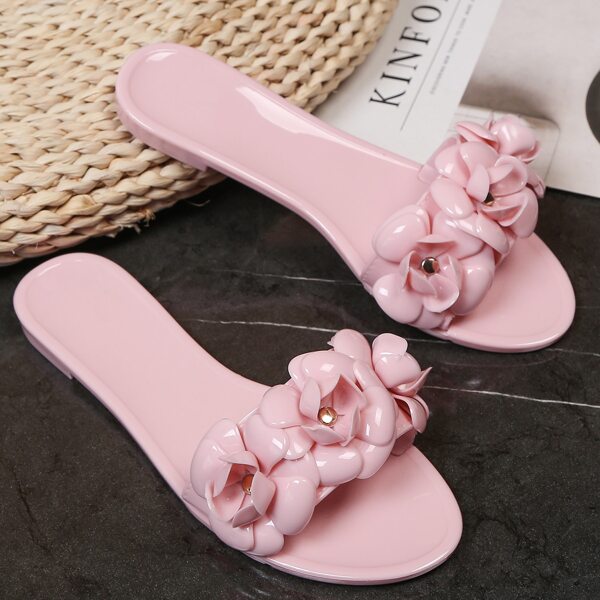

Floral Decor Slippers, Pink