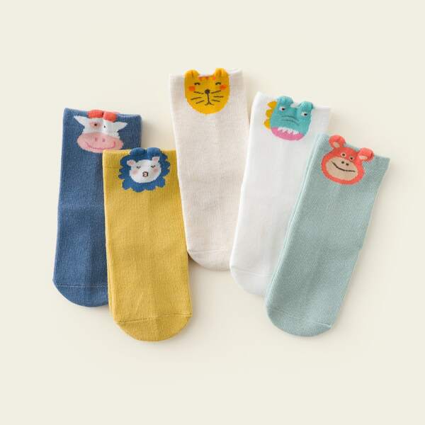 

5pairs Toddler Boy Cartoon Graphic Ankle Socks, Multicolor