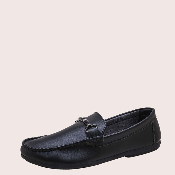 

Men Metal Decor Stitch Trim Loafers, Black