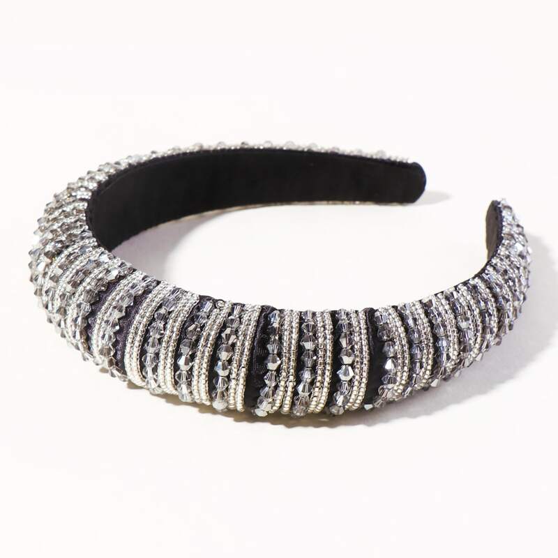 

Beaded Design Hair Hoop, Grey