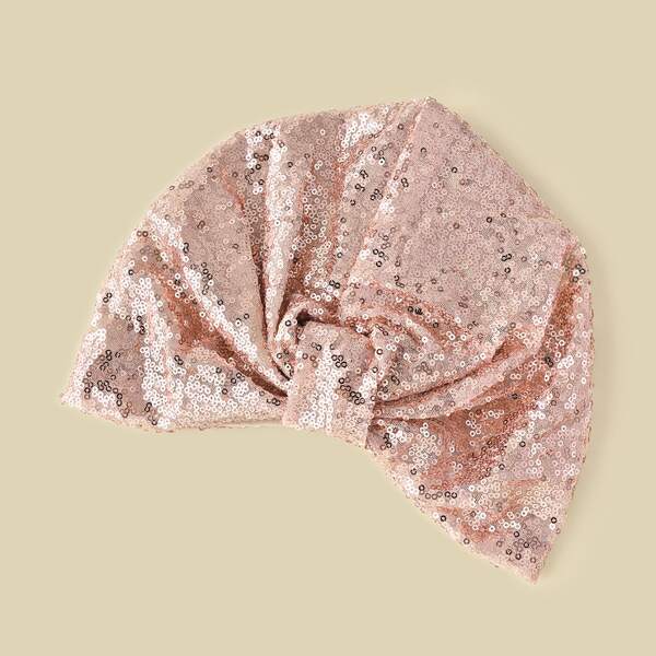 

Sequins Decor Turban Hat, Pink
