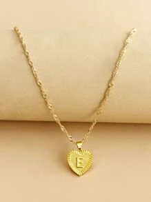 Collar con diseño de corazón con letra - Amarillo Oro - Ver 1