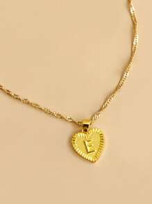 Collar con diseño de corazón con letra - Amarillo Oro - Ver 3