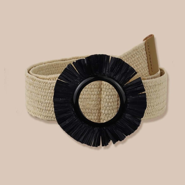 

Round Buckle Woven Belt, Apricot