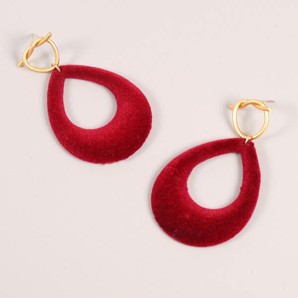 

Water Drop Design Earrings, Red