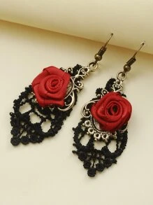Halloween Rose Drop Earrings Valentines,Mom,Mother,Mother's Day,Gift - Red - View 1