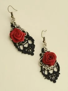 Halloween Rose Drop Earrings Valentines,Mom,Mother,Mother's Day,Gift - Red - View 2