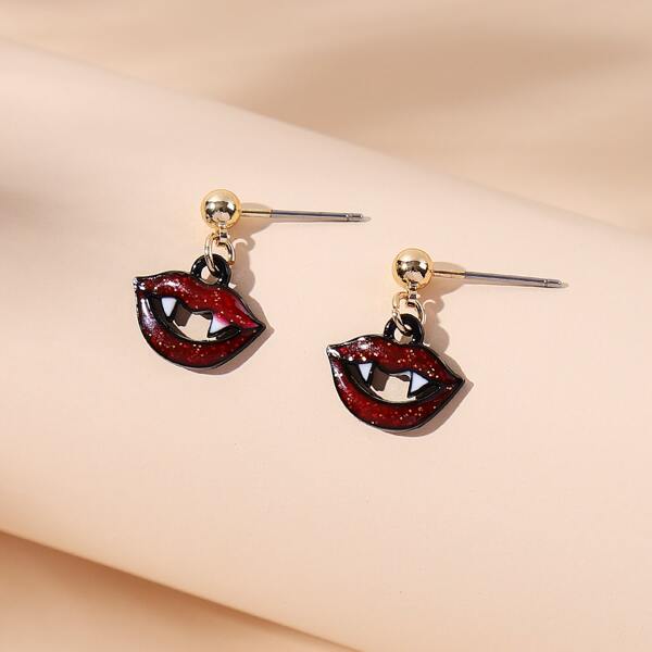 

Halloween Lip Drop Earrings, Red