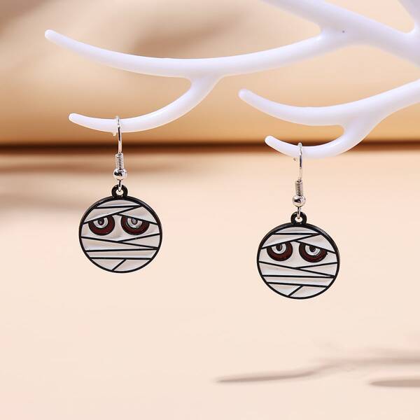 

Halloween Figure Drop Earrings, White