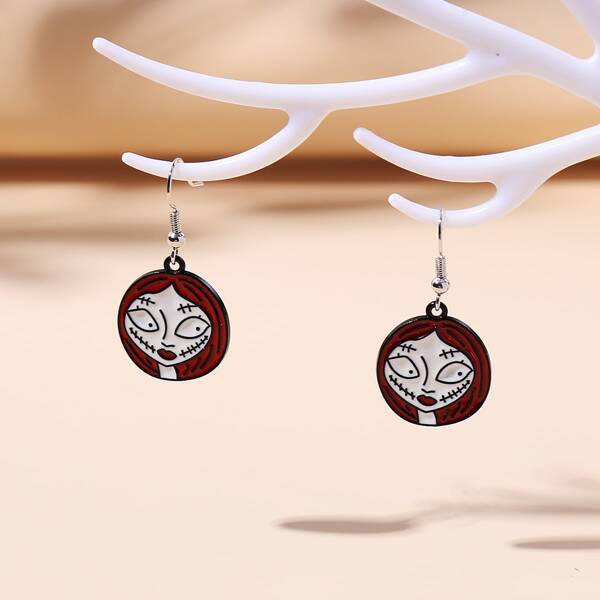 

Halloween Figure Design Drop Earrings, Red