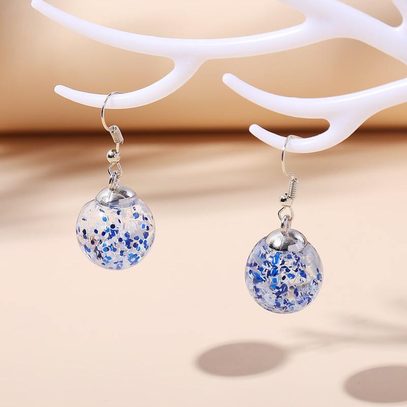 

Simple Round Drop Earrings, Blue