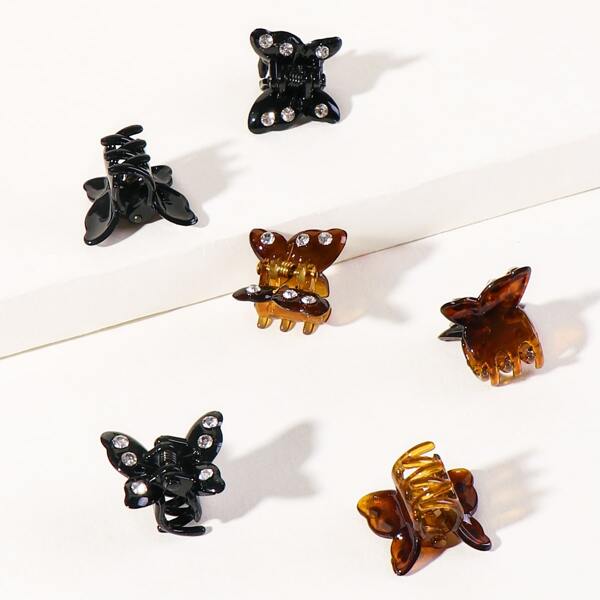 

6pcs Rhinestone Hair Claw, Multicolor