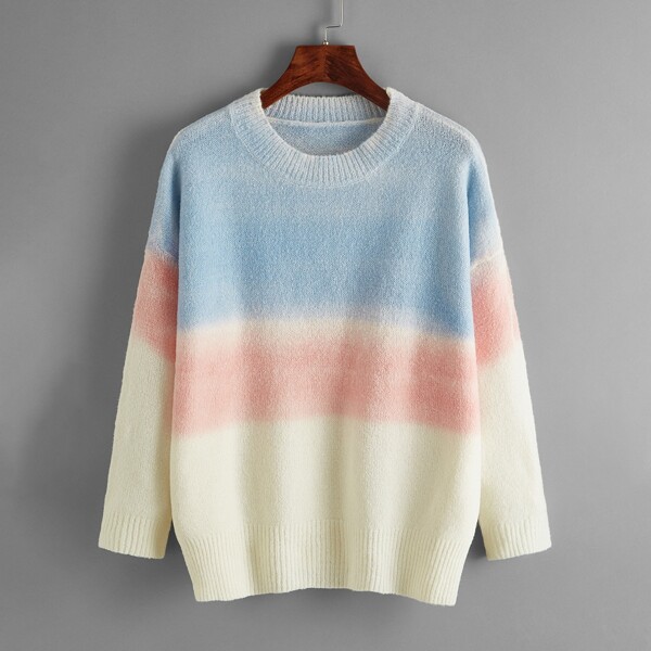 

Drop Shoulder Color Block Sweater, Multicolor