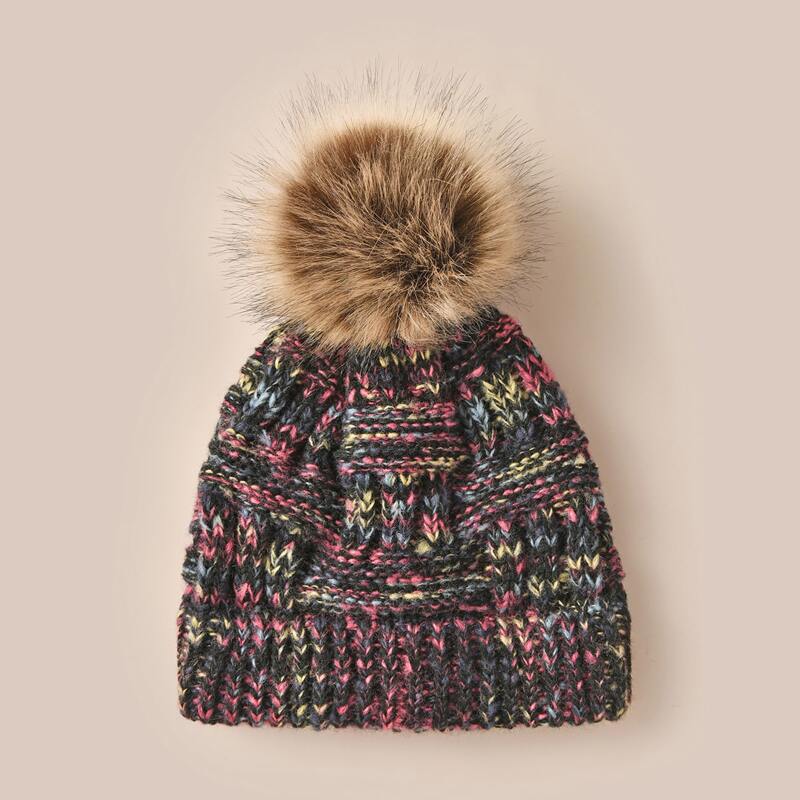 

Pom Pom Decor Beanie, Black