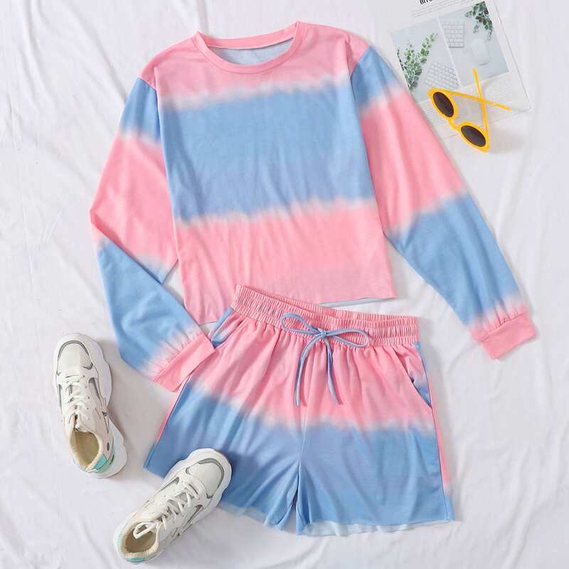

Colorblock Tee & Tie Front Shorts, Multicolor