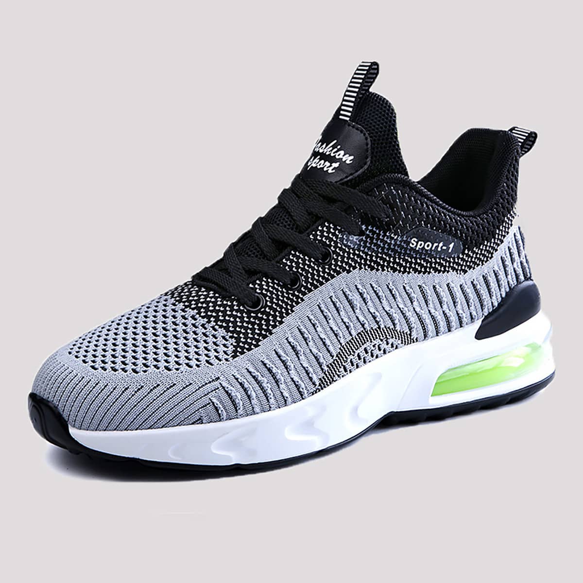 

Guys Lace-up Front Wide Fit Knit Sneakers, Grey