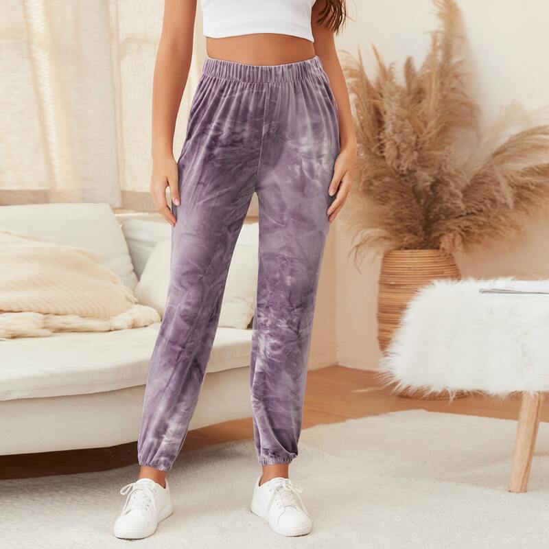

Tie Dye Velvet Lounge Pants, Mauve purple