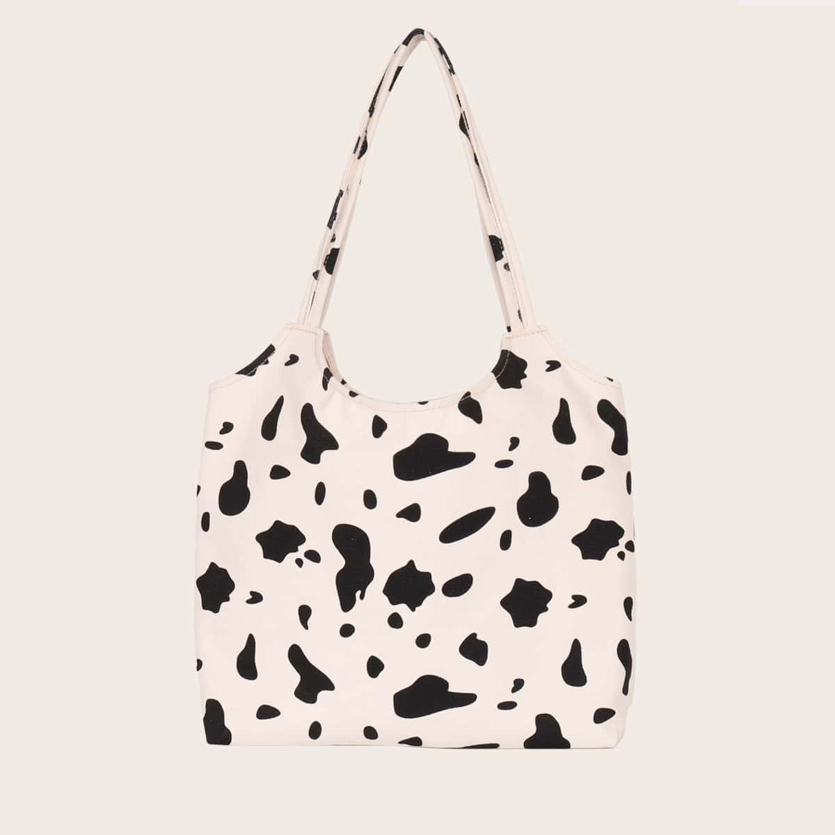 

Cow Print Tote Bag, Beige