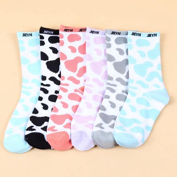 

6pairs Cow Graphic Socks, Multicolor