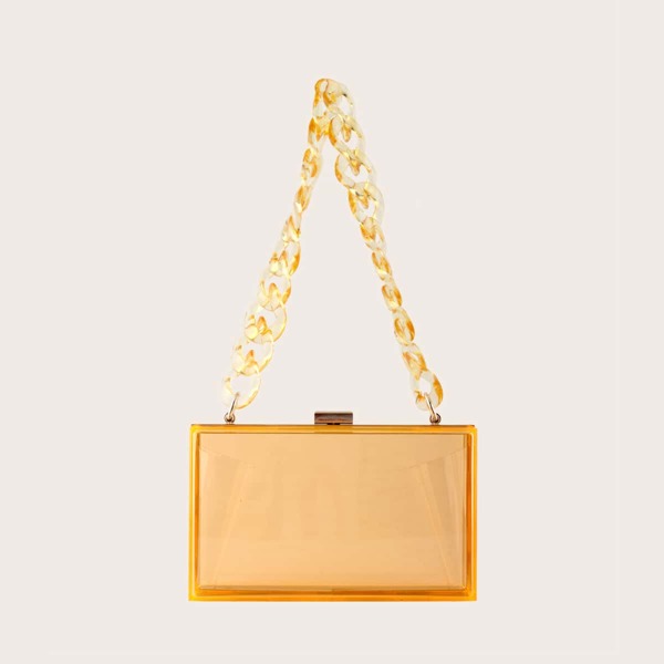 

Clear Acrylic Box Clutch Bag, Orange