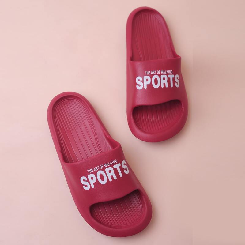 

Guys Letter Graphic Non-slip Slippers, Red
