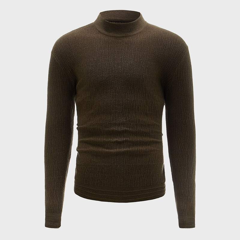 

Guys Mock Neck Solid Sweater, Chocolate brown