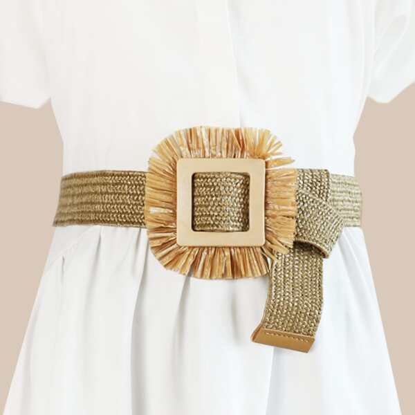 

Geometric Buckle Belt, Khaki