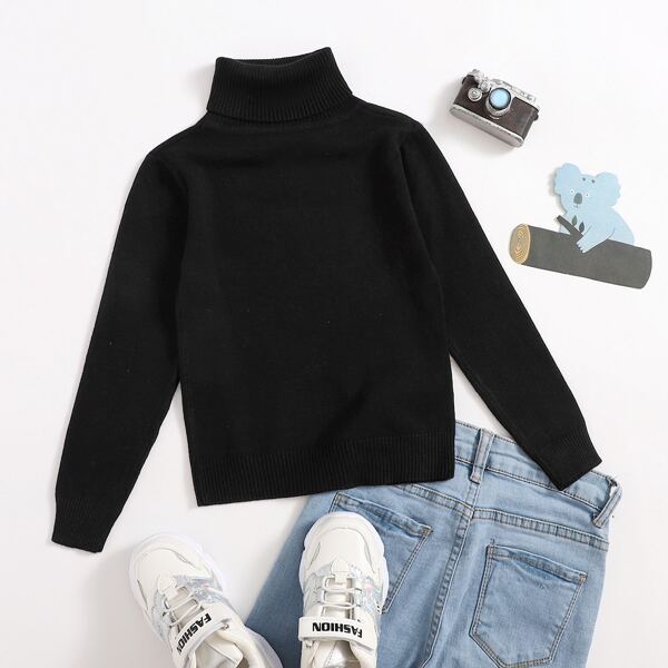 

Toddler Boys Solid Turtleneck Sweater, Black
