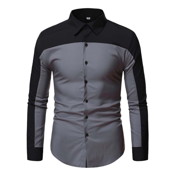 

Men Two Tone Button Up Shirt, Grey