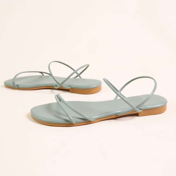 

Open Toe Thin Strap Sandals, Green