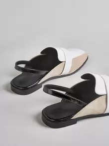 Colourblock Slingback Loafers - White - View 6