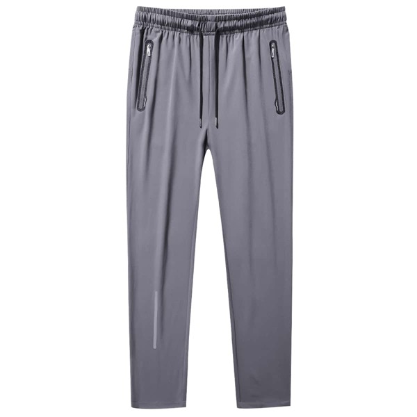 

Men Zipper Drawstring Waist Sports Sweatpants, Grey