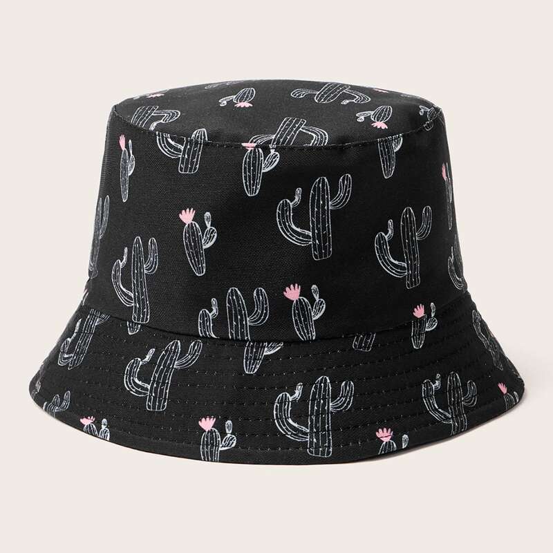 

Cactus Pattern Bucket Hat, Black