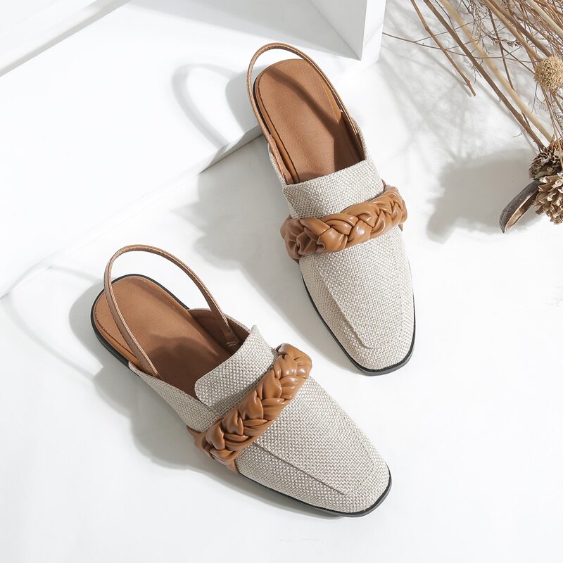 

Braided Slingback Flats, Light grey