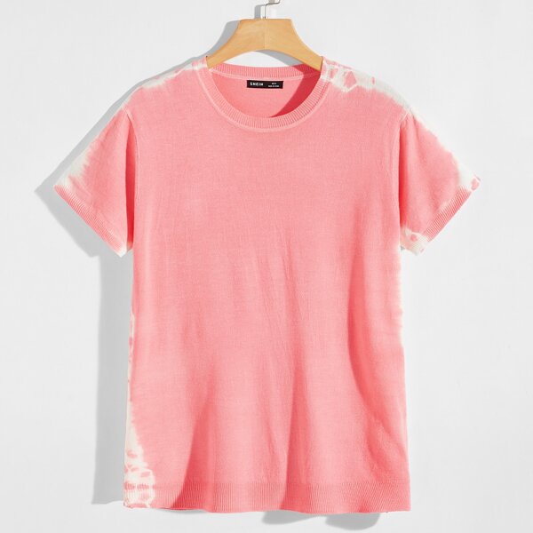 

Men Tie Dye Knit Top, Coral pink
