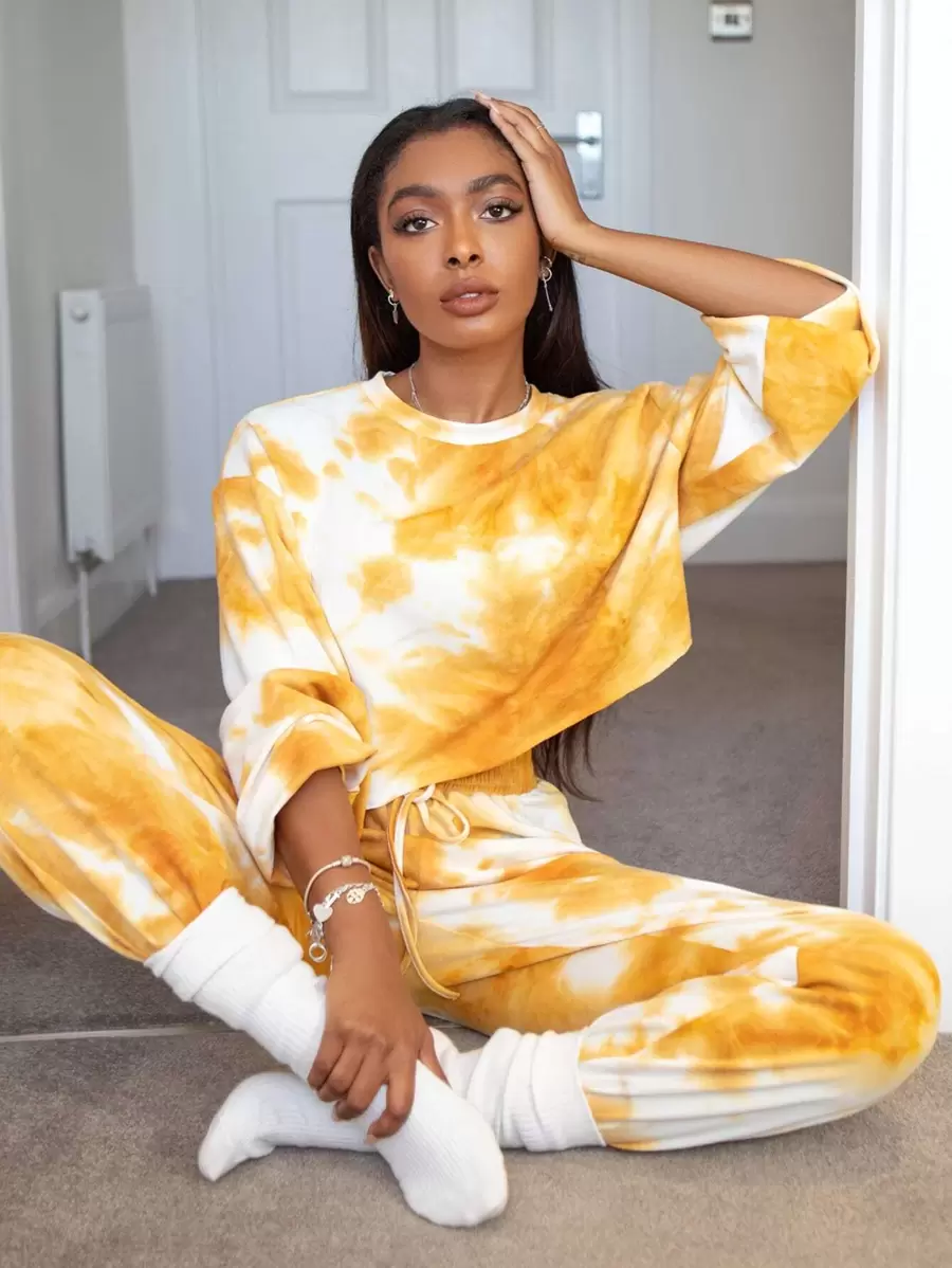 Muchica 紮染套頭衫和慢跑褲套裝 - 黃色 - 查看 1