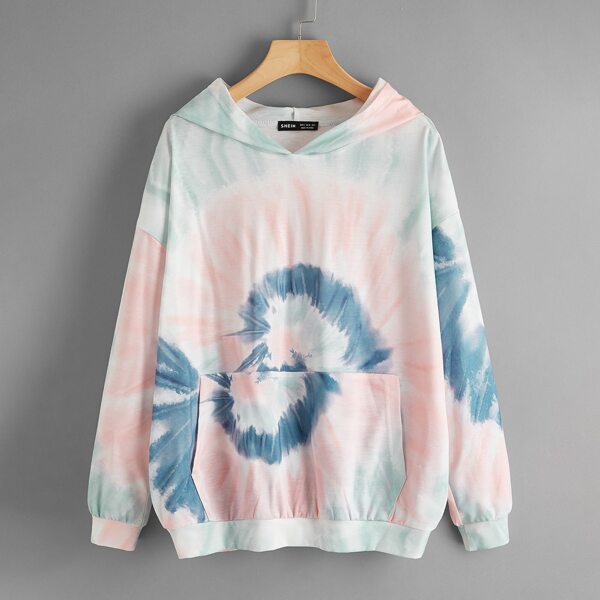 

Kangaroo Pocket Drop Shoulder Tie Dye Hoodie, Multicolor