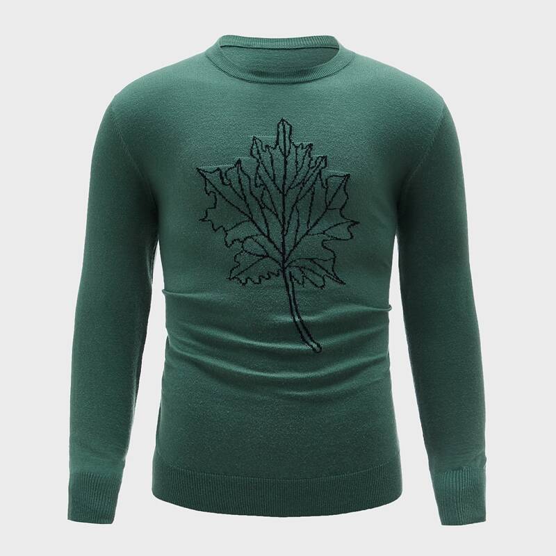 

Guys Long Sleeve Leaf Sweater, Green