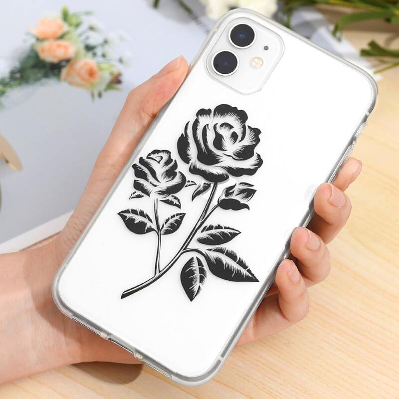 

Rose Print iPhone Case, Black