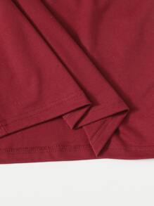 SHEIN Essnce Letter Graphic Notch Neck Bodycon Dress - Burgundy - View 3