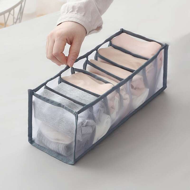 

7 Grid Cloth Storage Bag, Light grey