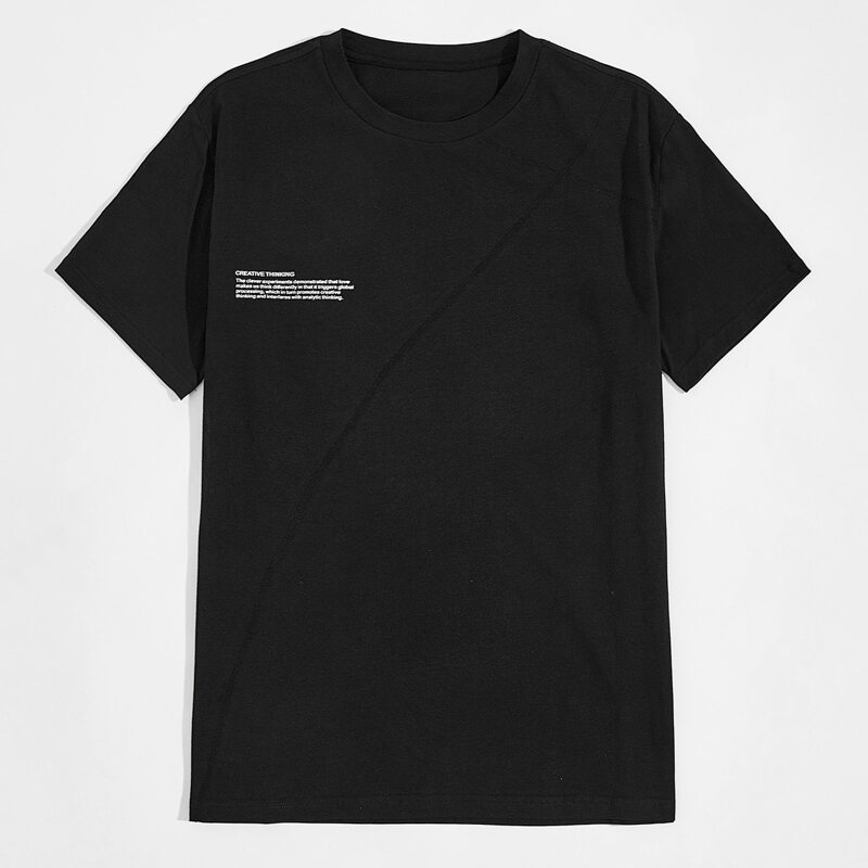 

Men Slogan Graphic Tee, Black