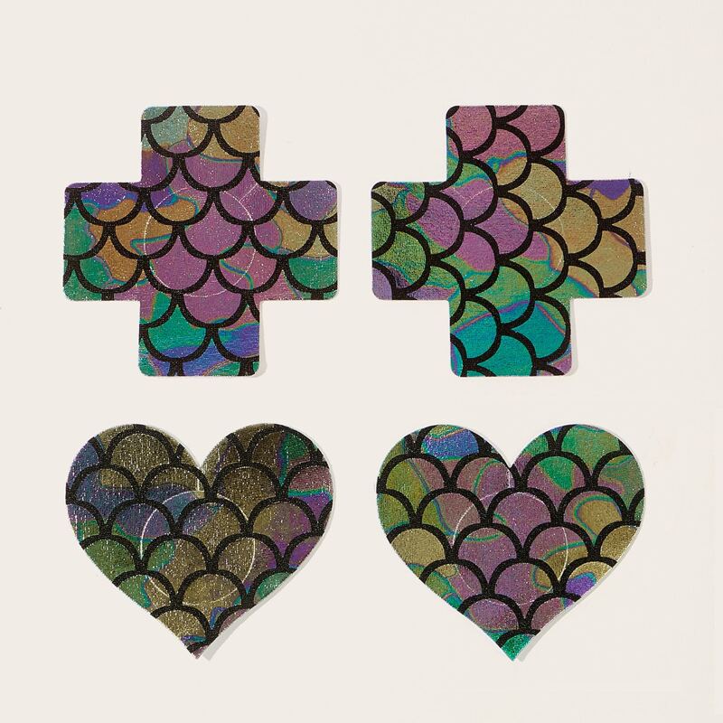 

2pairs Fish Scales Nipple Cover, Multicolor